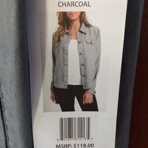 Tahari Tensel Pin Tuck Jacket Women’s Charcoal Snap Closure Pockets ~ New